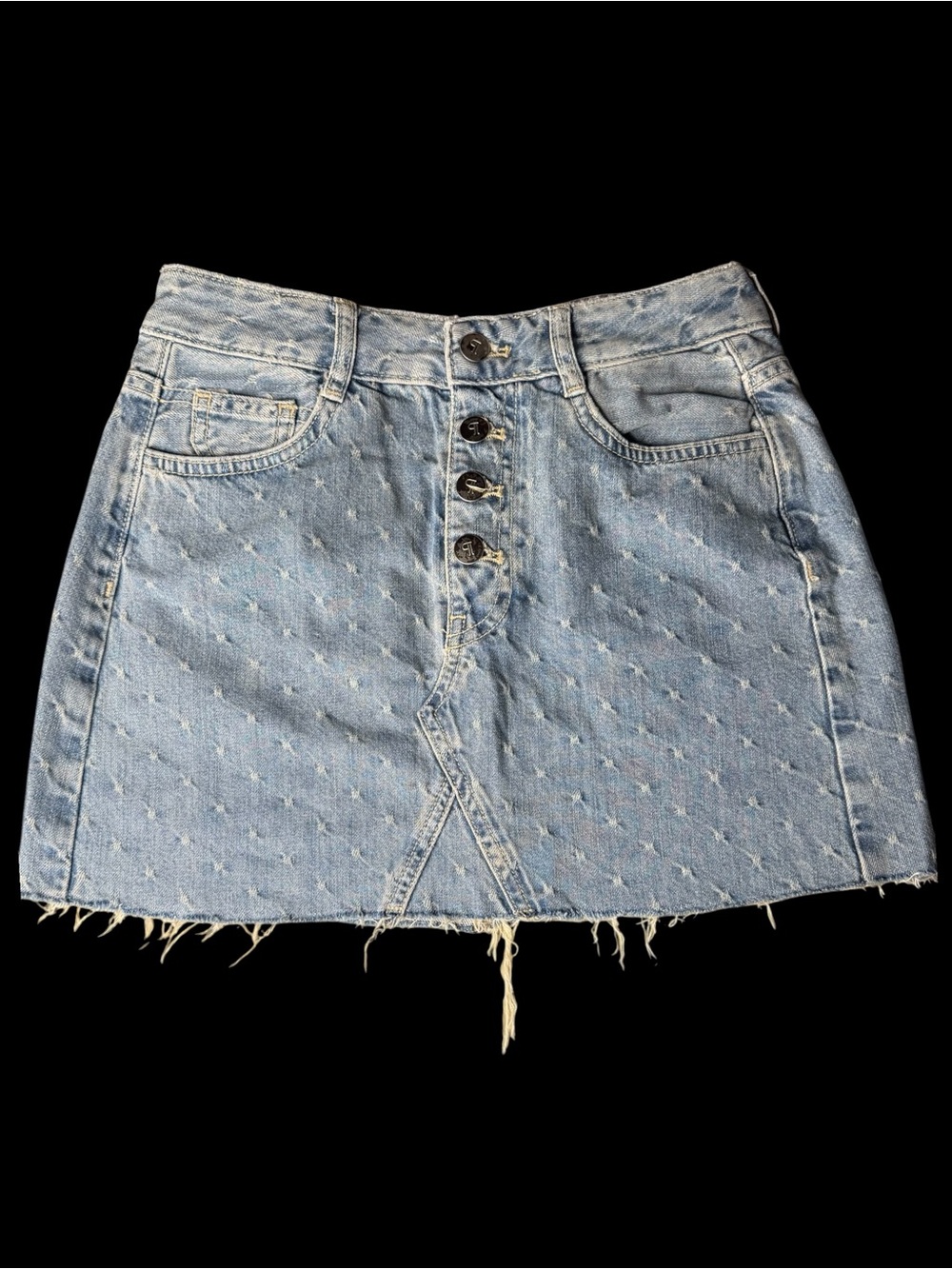 Pilcro Light Blue Denim Mini Skirt with Button Front